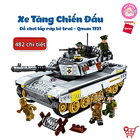 Đồ chơi lắp ráp, xếp hình Qman 1721 - Xe tăng chiến đấu (482 mảnh ghép) - Dành cho bé trai từ 6 tuổi