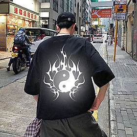 Áo Thun Nam Phản Quang In hình ÂM DƯƠNG BÁT QUÁI , áo chất, đi đêm, đi phượt bao ngầu, nhìn đã mắt