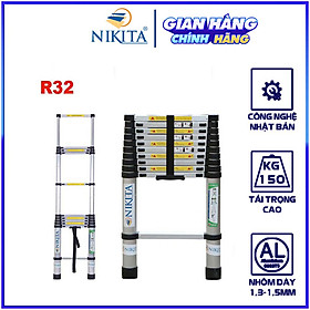 Thang nhôm rút gọn, an toàn, tiện dụng, đa năng - Nhôm 6063 không rỉ - Chính hãng NIKITA