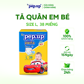 Tã/Bỉm Quần Em Bé Pep.up Cottony 3D Gói Đại Siêu Mềm Mại, Siêu Khô Thoáng, Kháng Khuẩn - Size L(10kg-20kg)