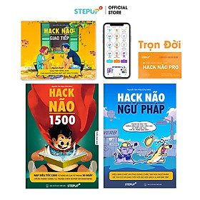 [Download Sách] Sách - Combo 3 cuốn Hack Não 1500 Từ Vựng Tiếng Anh + Ngữ Pháp + Giao Tiếp - Kèm App Hack Não Pro kiểm tra học phát âm Trọn Đời