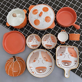 Mua Bát Sứ Đĩa Sứ Bộ Đồ Ăn Cực Đáng Yêu Chi Tiết Màu Cam
