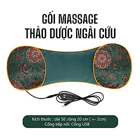 Gối ngải cứu massage điện giúp ngủ ngon chườm nóng cổ vai gáy giảm đau mỏi 