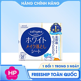 Khăn Giấy Tẩy Trang Dưỡng Trắng Mịn Da Kosé Softymo White Cleansing Sheet W (52 miếng)