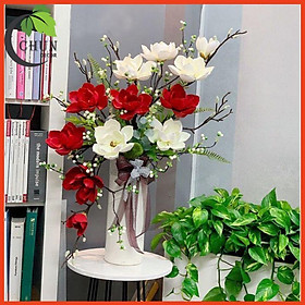 Bình hoa mộc lan giả cao cấp trang trí phòng khách, cửa hàng, văn phòng CD3