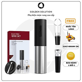Mua Máy mở rượu vang tự động  đồ khui rượu vang kim loại kèm 4 phụ kiện ( Đen Trắng)