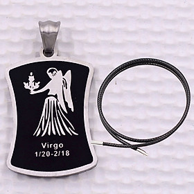 Mặt dây chuyền cung Xử Nữ - Virgo inox kèm vòng cổ dây cao su đen, Cung hoàng đạo