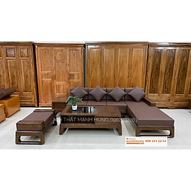 Sofa góc gỗ sồi chân quỳ 2M80 X 1M80