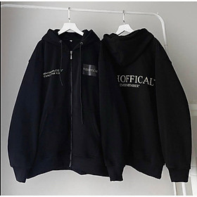 Áo HOODIE ZIP TEM NHỰA WZS màu đen form rộng unisex nam nữ, Áo khoác hoodie zip WZS OFFICAL TEM NHỰA vải nỉ lót bông form rộng unisex nam nữ, Áo Hoodie Zip TAG WZS mà