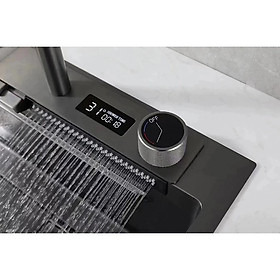 Mua  HOT   NEW  HIỂN THỊ NHIỆT ĐỘ  Chậu rửa chén một hố lớn inox 304 phủ Nano Đen Cao Cấp 75 x46 GỒM VÒI THÁC NƯỚC
