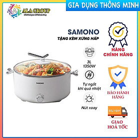 Mua HOẢ TỐC - Nồi lẩu điện đa chức năng SAMONO SW-DG02 3 Lít (kèm xửng hấp  chiên  xào) - Hàng chính hãng