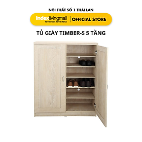 Tủ Giày TIMBER-S 5 Kệ Màu Gỗ Tự Nhiên Có Lỗ Thông Hơi Chống Ẩm Mùi | Index Living Mall | Nội Thất Nhập Khẩu Thái Lan