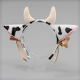 Halloween Costume Set Cow Headband and Tail Photo Props Headwear Headdress Cow Cosplay Accessories for Kids Adults Women Halloween Role Play