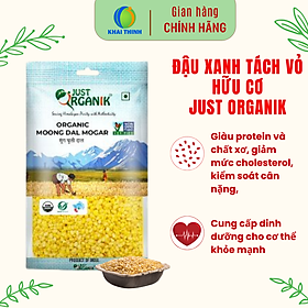 Đậu Xanh Tách Vỏ Hữu Cơ Nguyên Chất Hiệu Just Organik Nhập Khẩu Ấn Độ Nấu Chè Nấu Cháo Cho Bé - 500g