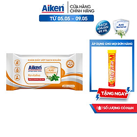 Aiken Khăn Ướt Sạch Khuẩn Chiết Xuất Bạc Hà 20 Tờ