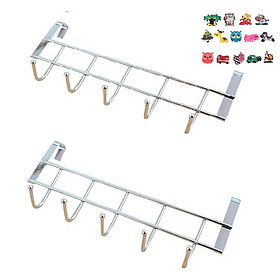 Bộ 2 Móc treo tường inox 5 móc- Móc treo quần áo móc cửa sau 24.5*10cm+ Tặng kèm hình dán ngẫu nhiên