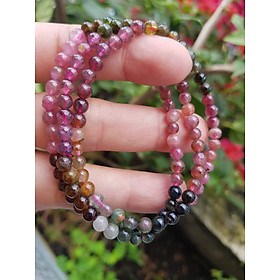 Vòng tourmaline đẹp 3 line size hạt 4mm chất liệu 100% đá thiên nhiên nữ đeo rất rất xinh tay ạ
