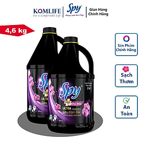 Nước giặt xả SPY Ultra Clean Plus hương hóa Tím can 4,6 kg màu 2 trong 1 Sạch sâu Thơm lâu Diệt khuẩn