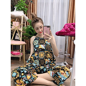 Đồ Bộ Nữ Mặc Nhà Set Bộ Nữ Thổ Cẩm Cổ Yếm Hai Dây, Quần Dài Chất Lụa Cao Cấp Form<60kg