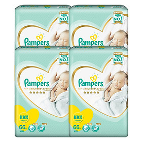 Combo 4 Tã Dán Pampers Sơ Sinh Nội Địa Nhật Bản Gói Cực Đại NB66 (66 Miếng / Gói)