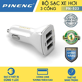 Sạc Xe Hơi 3 Cổng Pineng PN-523 1A/2.1A/2.1A - Hàng Chính Hãng