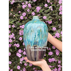 Mua Bình hút tài lộc gốm sứ Bát Tràng cao cấp cao 30cm men hoả biến ngân hà