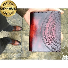 VÍ RAM TRỐNG ĐỒNG ĐỎ MAHOGANY DÁNG ĐỨNG DA BÒ THUỘC THẢO MỘC  MỆNH HỎA VÀ MỆNH THỔ - HÀNG CHÍNH HÃNG