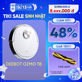 Robot hút bụi lau nhà Deebot Ozmo T8 - PHIÊN BẢN QUỐC TẾ- TIÊU CHUẨN CE CHÂU ÂU - Hàng Chính Hãng