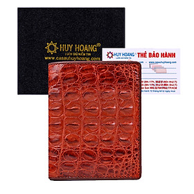 HC2257-2258-2259-2701 - Ví nam Huy Hoàng da cá sấu kiểu đứng gai đuôi màu vàng bò, đen, nâu đỏ, nâu đất - Nâu đỏ