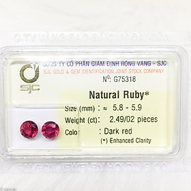 Cặp đá ruby tròn làm bông tai size 6ly 2.49ct 75318