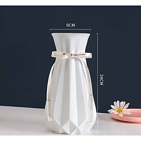 Mua Lọ hoa Gốm sứ Hình bầu miệng loe Tráng men mờ vân hình thoi vuông nổi (tùy chọn kích thước phù hợp