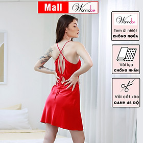 Đầm ngủ phi lụa cao cấp WANNABE DNS61 váy ngủ 2 dây lưng cut-out cột nơ tạo hình thoi bắt mắt khoe lưng trần gợi cảm