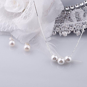 Bộ bông tai dây chuyền đính ngọc cao cấp YN JEWELRY