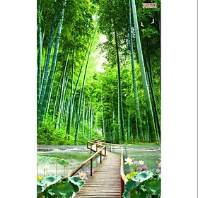 Mua Tranh 3D dán kính 2 mặt phong cảnh rừng trúc con đường