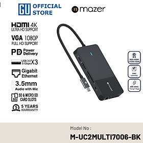 Mua Bộ Chuyển Đổi MAZER Multimedia Pro Hub 10 in 1 USB-C Dài 20cm Gồm 03xUSB-A 01xUSB-C Audio 3.5mm HDMI VGA LAN SD/MicroSD Hàng Chính Hãng