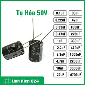 Tụ hóa 50V đủ giá trị từ 0.1uF đến 470uF