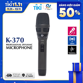 Bộ 1 Micro Karaoke Có Dây Cực Hay, Hút Âm Tốt - Vỏ Hợp Kim Sơn Tĩnh Điện Chống Rơi Vỡ, Model K370 - Chính Hãng