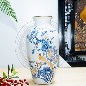 Mua Bình hoa sứ trắng chim trĩ hoa phù dung kẻ vàng kim