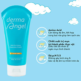 Sữa rửa mặt nhẹ dịu cho da dầu mụn và nhạy cảm (80g) DERMA ANGEL