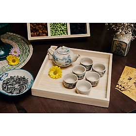 Mua khay đựng trà bằng gỗ thông tự nhiên kích thước 30x20x5 cm