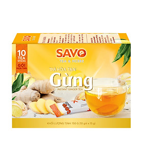 Trà SAVO Gừng Hòa Tan Instant ginger Tea - Hộp 16 gói x 12g