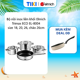 Mua Bộ nồi inox liền khối Elmich Trimax ECO EL-8004 size 18  20  26  chảo 26cm