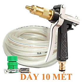Mua Bộ dây vòi xịt bơm nước tưới rửa   tăng áp 3 lần loại 7m 10m 206236 đầu đồng đai nối nhựa v + khăn phượt