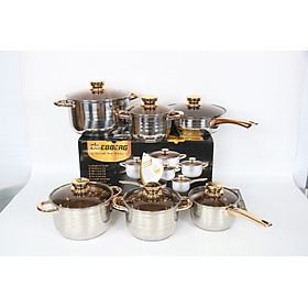 Bộ 6 Nồi Chảo Inox 5 Đáy Eb EBBERG EB-811 (EB-813/EB-8013/EB-8013B) Dùng Mọi Bếp - Hàng Chính Hãng