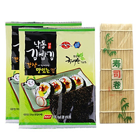 Combo 2 Rong Biển Khô Cuộn Sushi Namkwang Food (20g / Gói) tặng mành tre