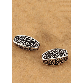Combo 2 cái charm bạc hình chữ nhật họa tiết hoa văn xỏ ngang - Ngọc Quý Gemstones