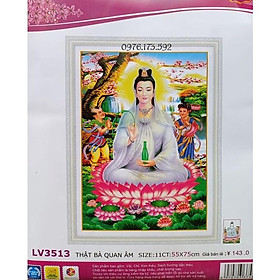 Tranh thêu chữ thập quan thế âm LV3513-55x75cm