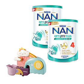 Bộ 2 lon Sữa bột Nestlé NAN OPTIPRO PLUS 4 850g/lon với 5HMO Giúp tiêu hóa tốt + Tăng cường đề kháng (2 - 6 tuổi) + Tặng Bộ Đồ Chơi Nhà Tắm