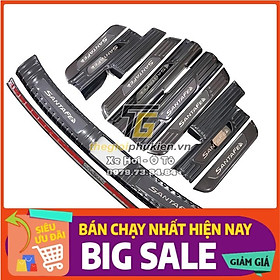 COMBO Nẹp bước chân và ốp chống trầy cốp Hyundai Santafe 2019-2020 vân Carbon