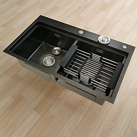 Mua CHẬU RỬA BÁT INOX 304 2 HỐ NANO ĐEN FX-8247D